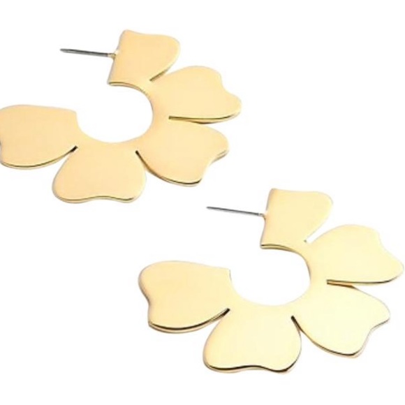 J.Crew Gold Blossom Drop Hoop Earrings - Picture 1 of 7